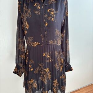 Floral Black and gold Dress